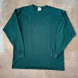 Vintage Pluma Long Sleeve T Shirt Mens XL Green Heavyweight Cotton Made in USA